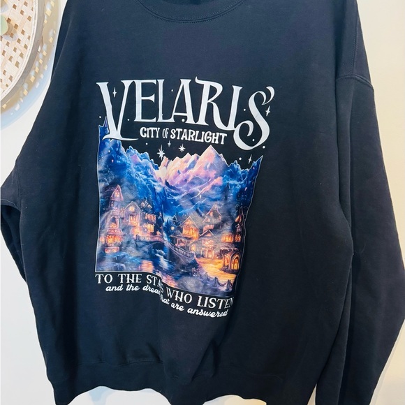 Gildan Sweaters - Gildan ACOTAR Crewneck Sweater - Black with Starlight Graphic Booktok